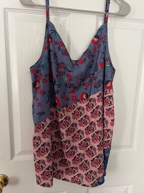 Floral Print Spaghetti Strap cami tank top- Purple & Pink